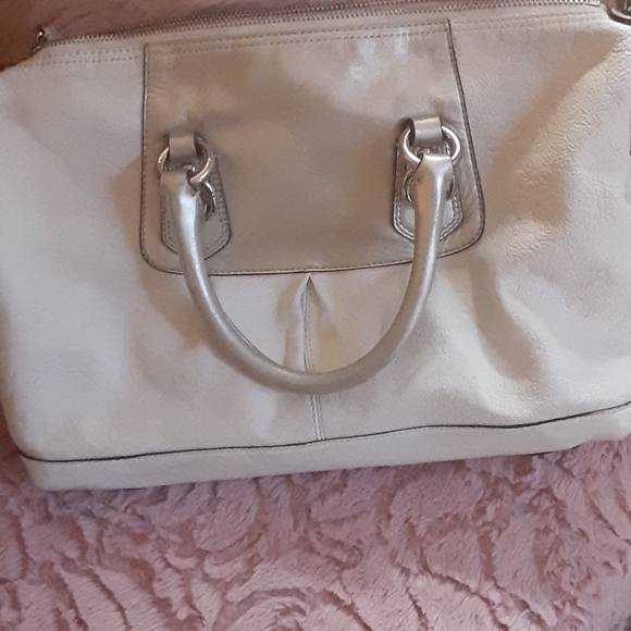 White and Silver Coach Satchel - Picture 3 of 5